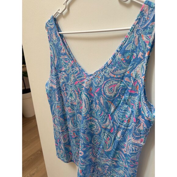 Lilly Pulitzer Gigi Top Womens XL X-Large Blue Paisley Tank Top - Picture 2 of 3